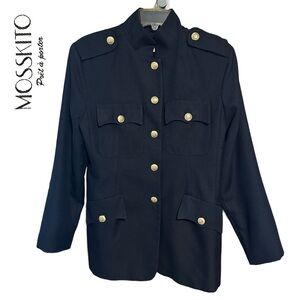 Vintage Y2K Military Style Structured Jacket with Brass Buttons MOSSKITO sz12